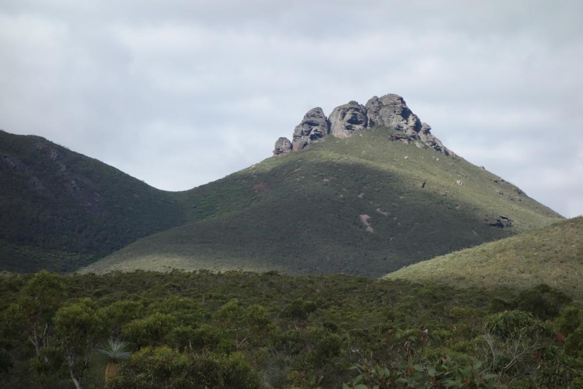A closer look at Mount Magog with granite outcrop at the top